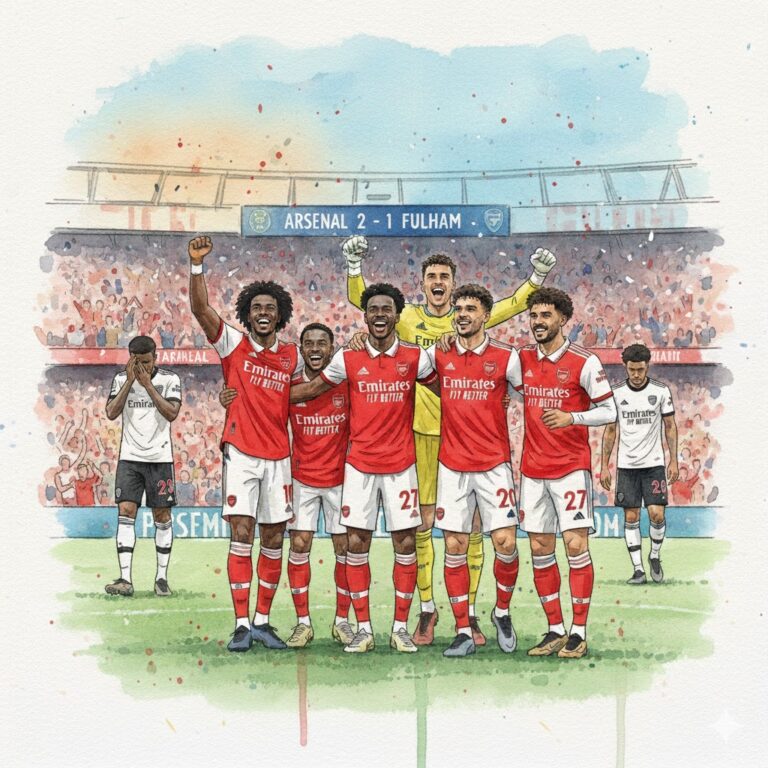 Arsenal bat Fulham et reste au contact de Liverpool.