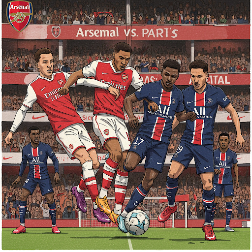 une image illustrant le match entre arsenal et le psg