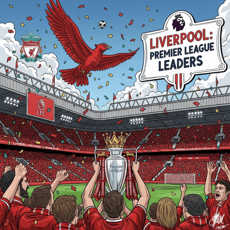 illustration célébrant Liverpool en tant que leader de la Premier League