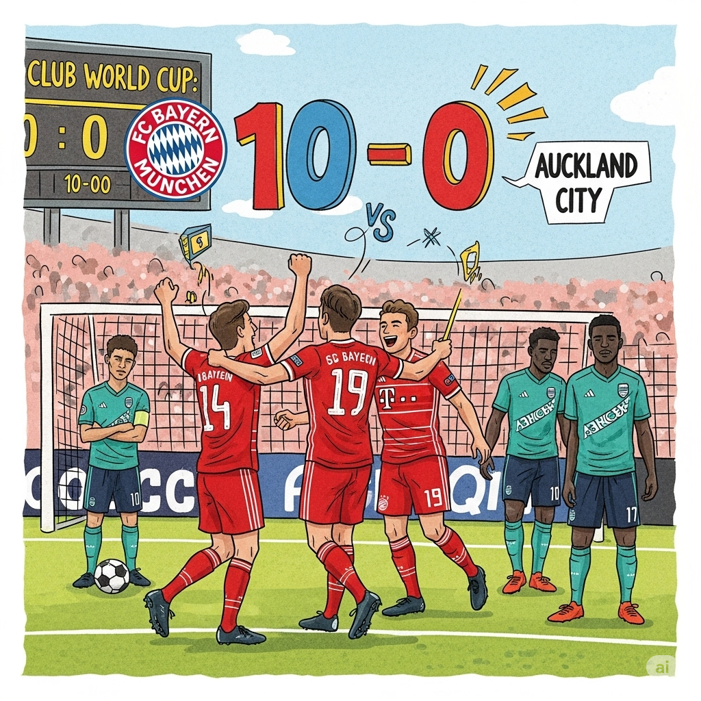 large victoire du Bayern Munich face à Auckland.