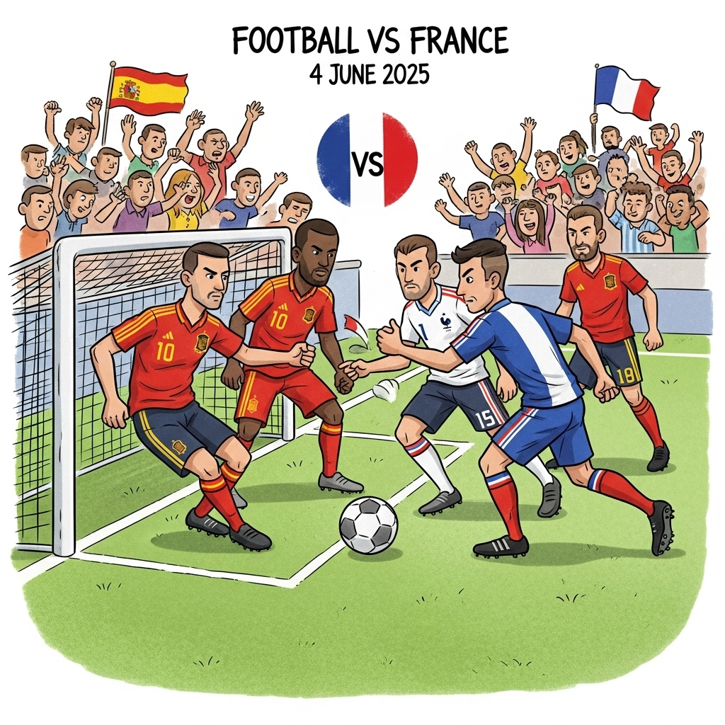 rencontre de football entre l'Espagne et la France jouée le 04/06/2025