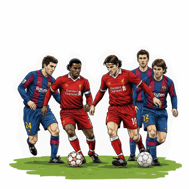 joueurs de Liverpool et de Barcelone