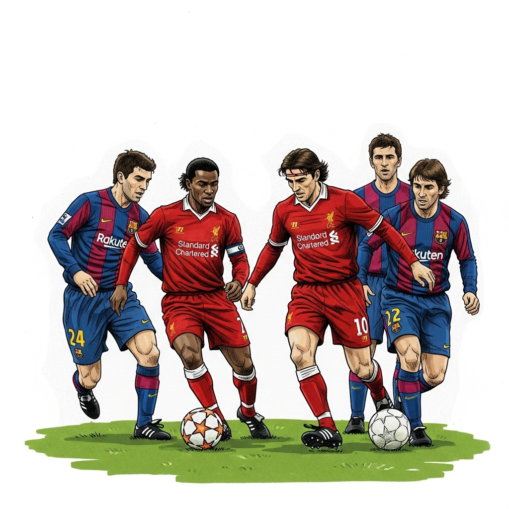 joueurs de Liverpool et de Barcelone
