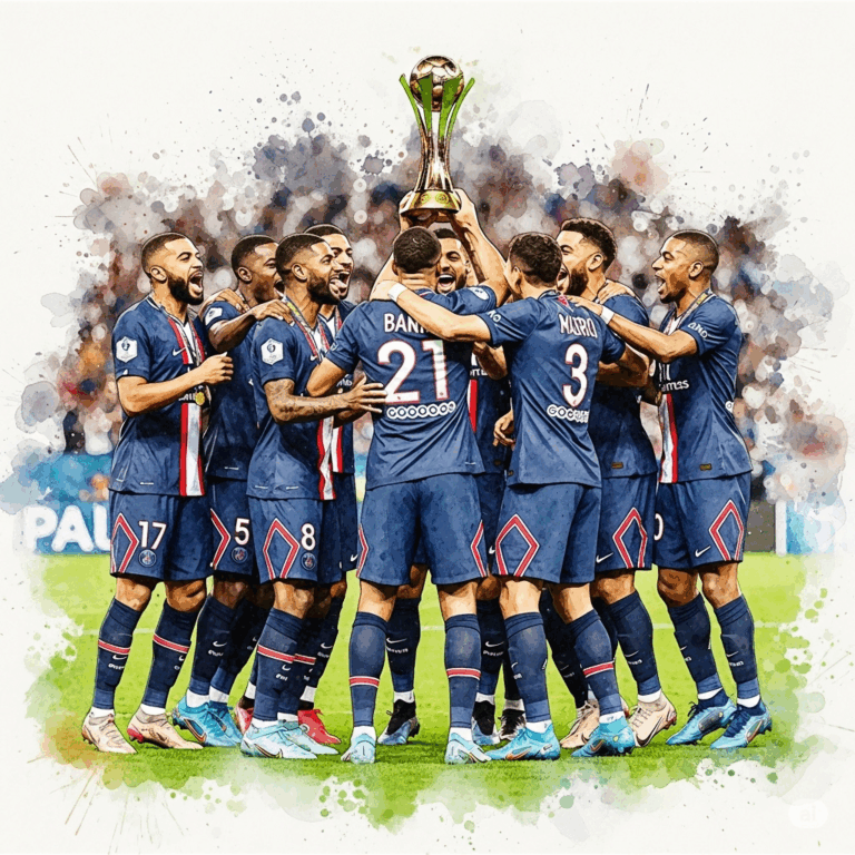 PSG célébrant leur victoire en Coupe du Monde des Clubs