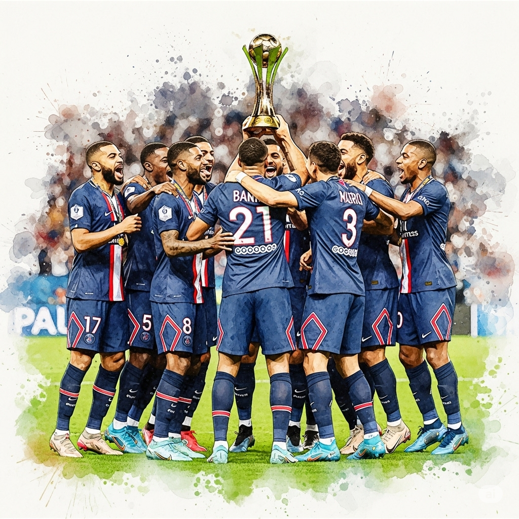 PSG célébrant leur victoire en Coupe du Monde des Clubs