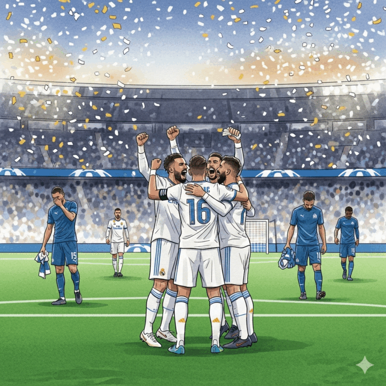 Ligue des champions: victoire du Real Madrid face à l'Olympique Marseille.