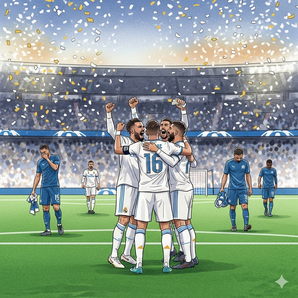 Ligue des champions: victoire du Real Madrid face à l'Olympique Marseille.
