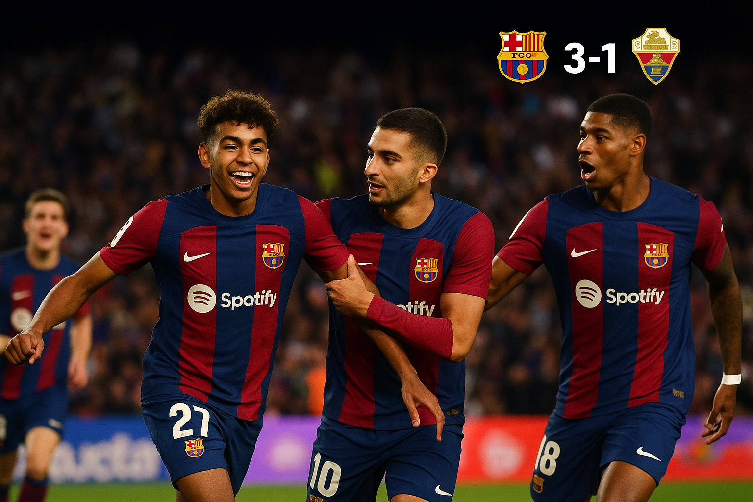 Barcelone surmonte sa défaite dans le Clásico en s’imposant face à Elche.