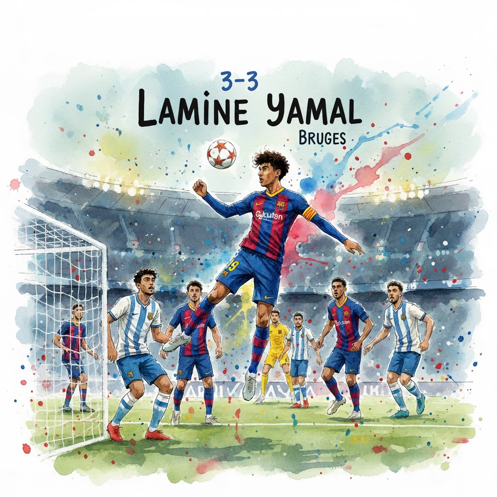 Ligue des Champions :Lamine Yamal sauve le Barça au terme d’un match spectaculaire contre Bruges (3-3).