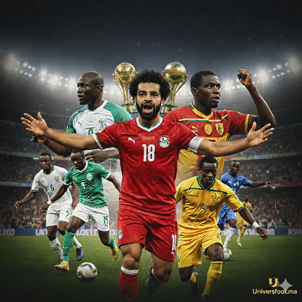 Attaque équipe Égypte Mohamed Salah CAN", "Samuel Eto'o célébration but Cameroun
