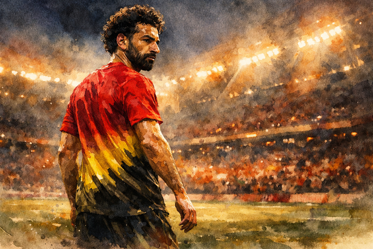 Mohamed Salah sous le maillot d’Al-Ittihad symbolisant son possible transfert en Arabie saoudite