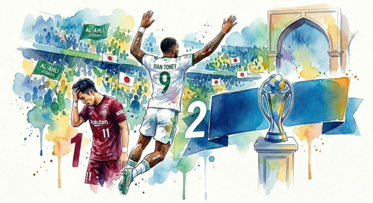 Célébration d'Ivan Toney après son but décisif avec Al-Ahli face au Vissel Kobe en demi-finale de l'AFC Champions League