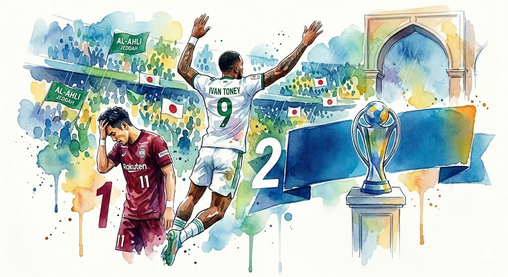 Célébration d'Ivan Toney après son but décisif avec Al-Ahli face au Vissel Kobe en demi-finale de l'AFC Champions League