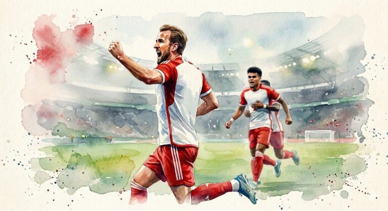 Harry Kane célébrant son but lors de la demi-finale de Coupe d'Allemagne contre Leverkusen.