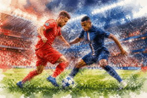 Bayern Munich PSG demi-finale retour Ligue des champions illustration aquarelle