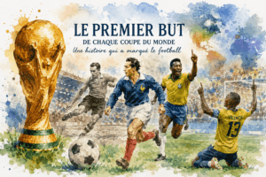 illustration aquarelle du trophee de la coupe du monde et de joueurs de football