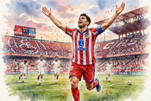 Alex Baena célèbre son doublé lors de Séville - Atlético Madrid en Liga