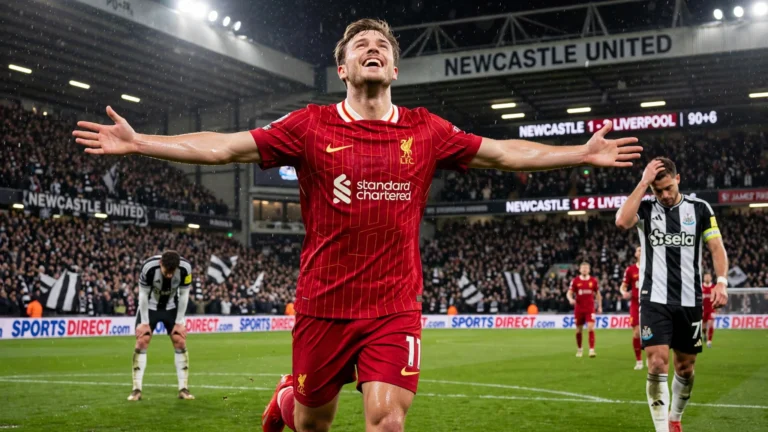 Szoboszlai célèbre son penalty égalisateur lors de Newcastle - Liverpool en Premier League