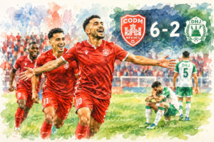 Le CODM Meknès célèbre sa victoire 6-2 contre le Difaa Hassani El Jadidi